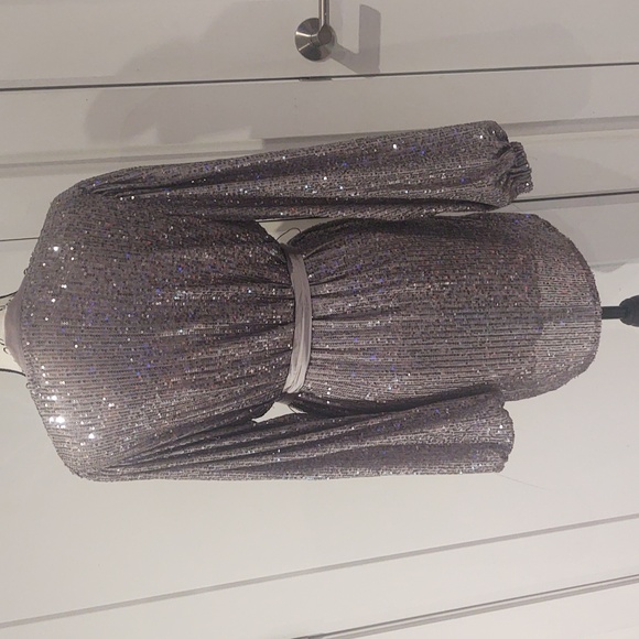 NEW Silver Sequin Wrap Dress - Picture 3 of 4